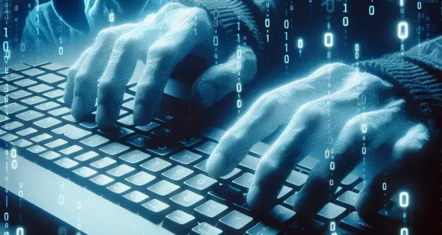 "Illustration of a keylogger device capturing keystrokes on a computer keyboard, emphasizing the methods hackers use to monitor user activity for cybersecurity awareness."